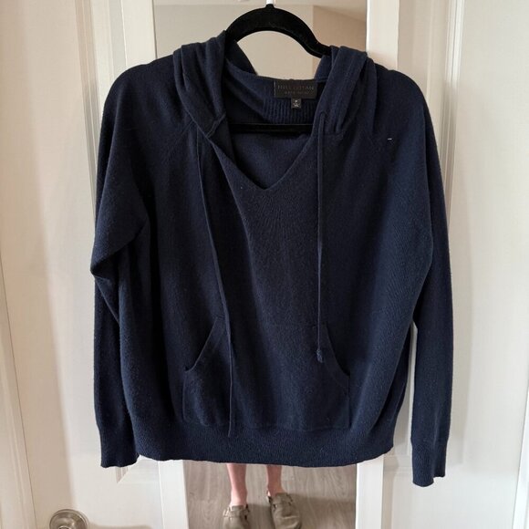 Nili Lotan Cashmere Pullover Hooded Sweater Size Medium Color Blue - Picture 1 of 4